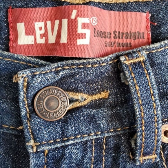 Levi's 569 Jean Shorts Womens Sz 26 Loose Straight Cutoff Fringe Medium Wash - Picture 2 of 8